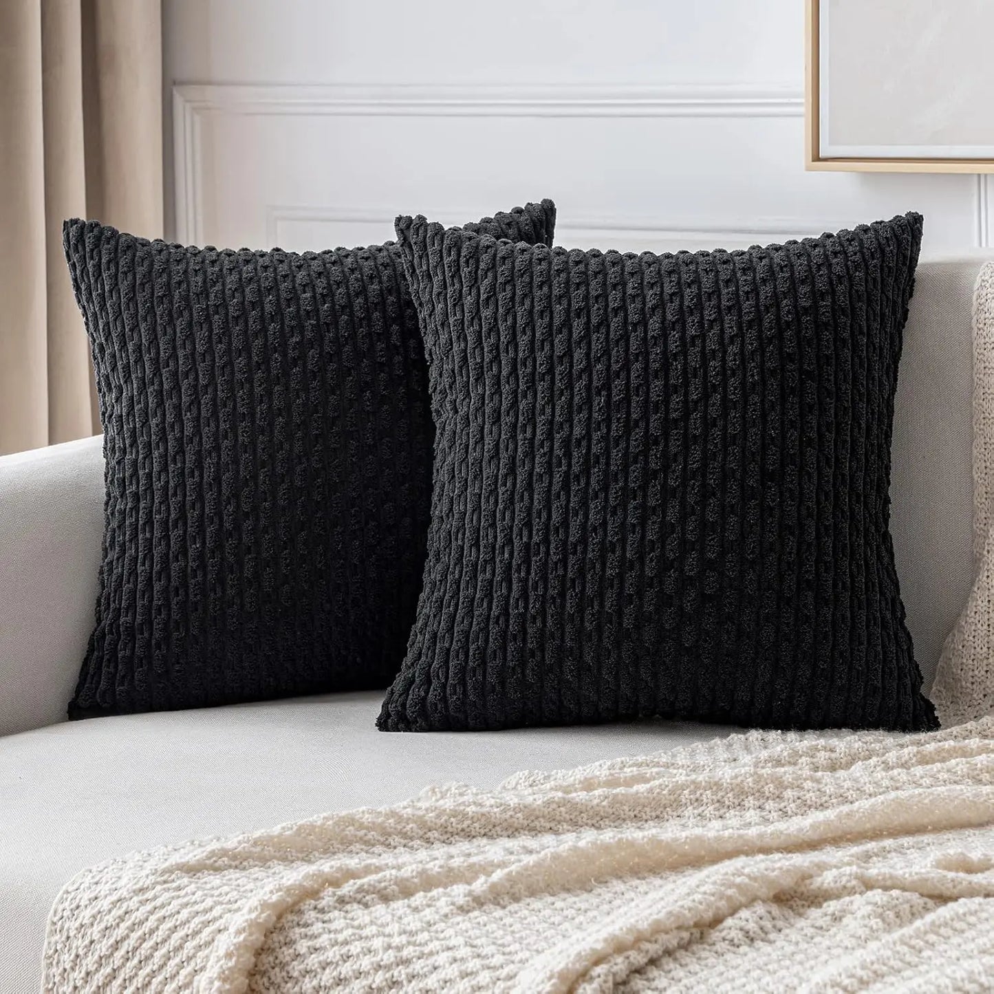 Cozy Striped Velvet Cushion in Modern Bohemian Style