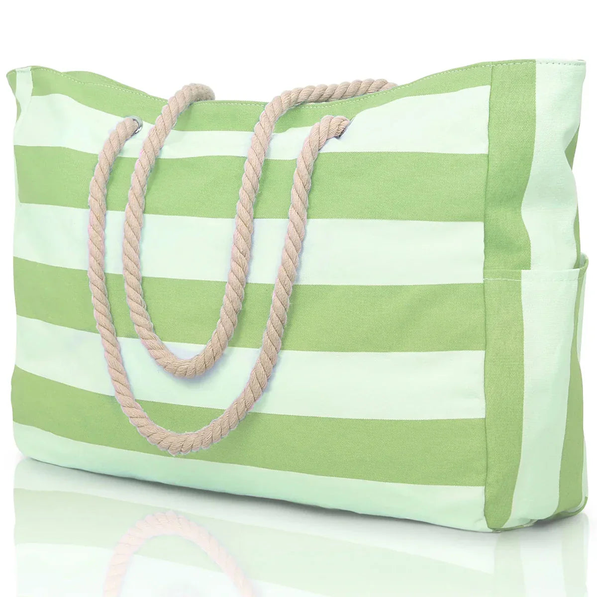 Colorful Stripe Tote Beach Bag with Zipper Closure