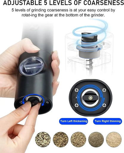 Automatic Salt Pepper Grinder Set, Adjustable Coarse Mill