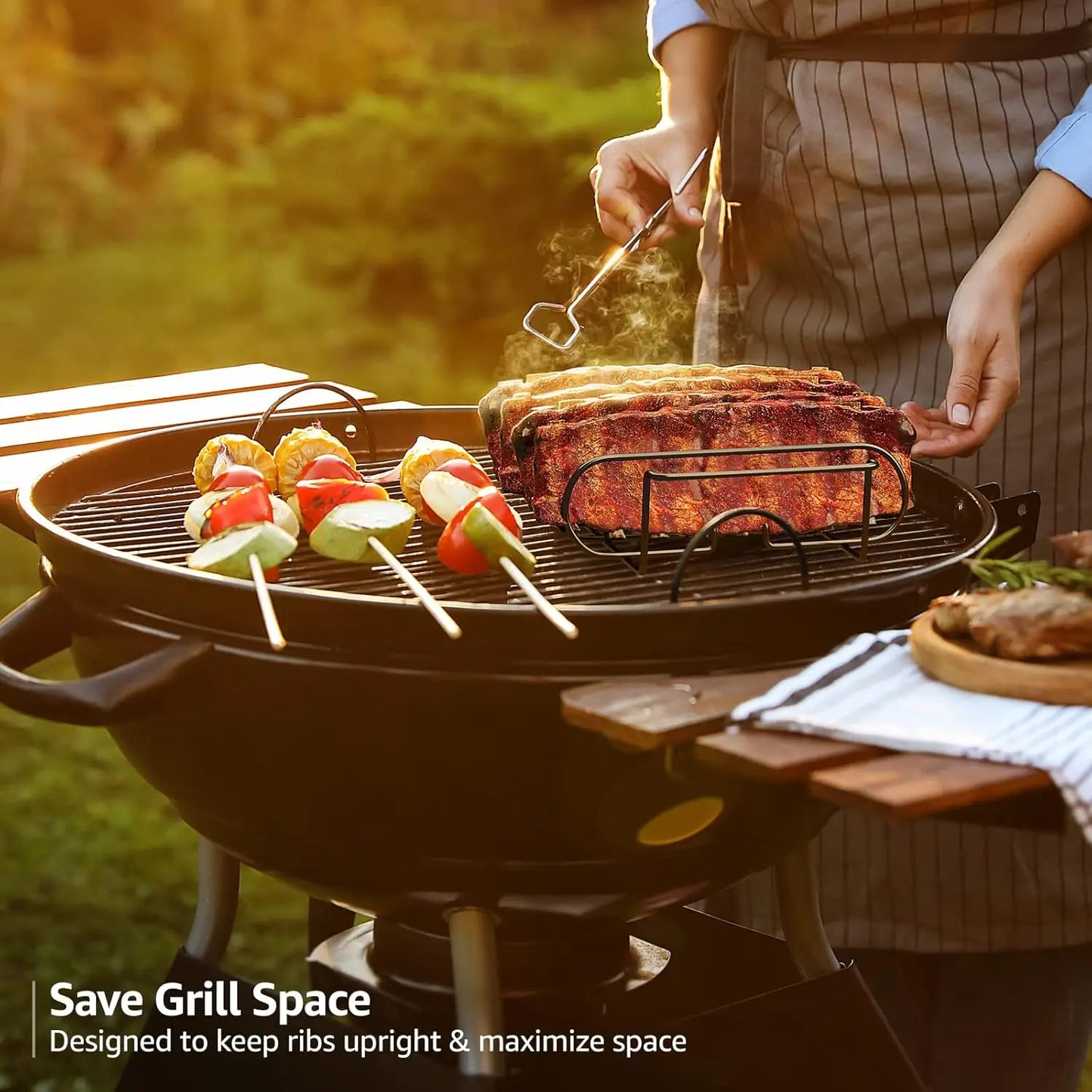 Premium Grill Rib Rack | 4 Tier | Non Stick | Gas & Oven