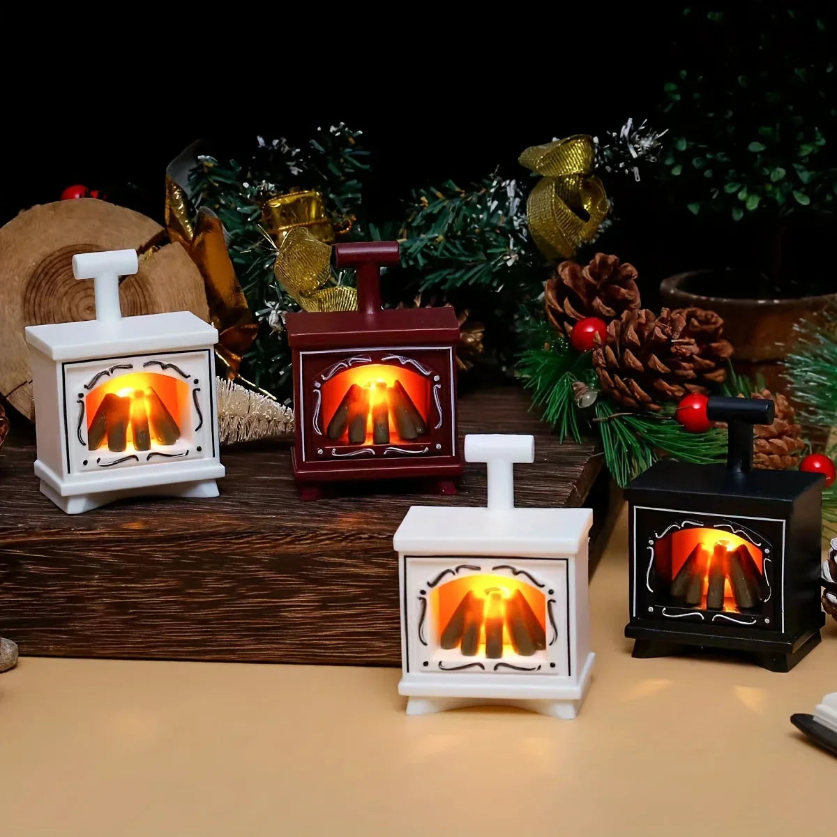 Small LED Dollhouse Fire Place Decoration 1:12 Scale