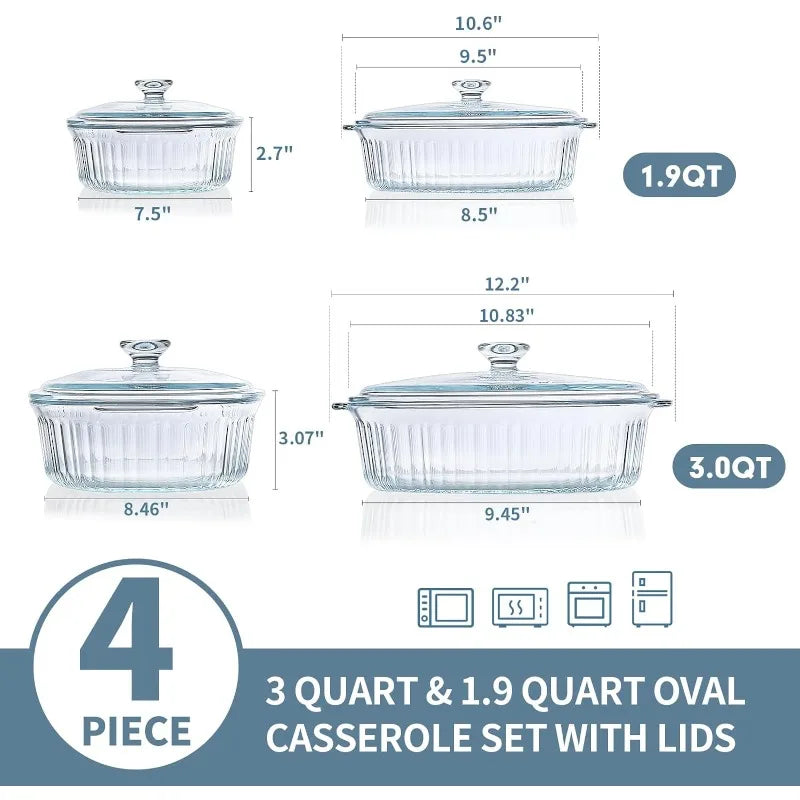 Essential 4-Piece Oven Safe Glass Bakeware Set