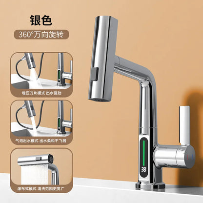 Modern Stainless Steel Faucet with LED Temp Control