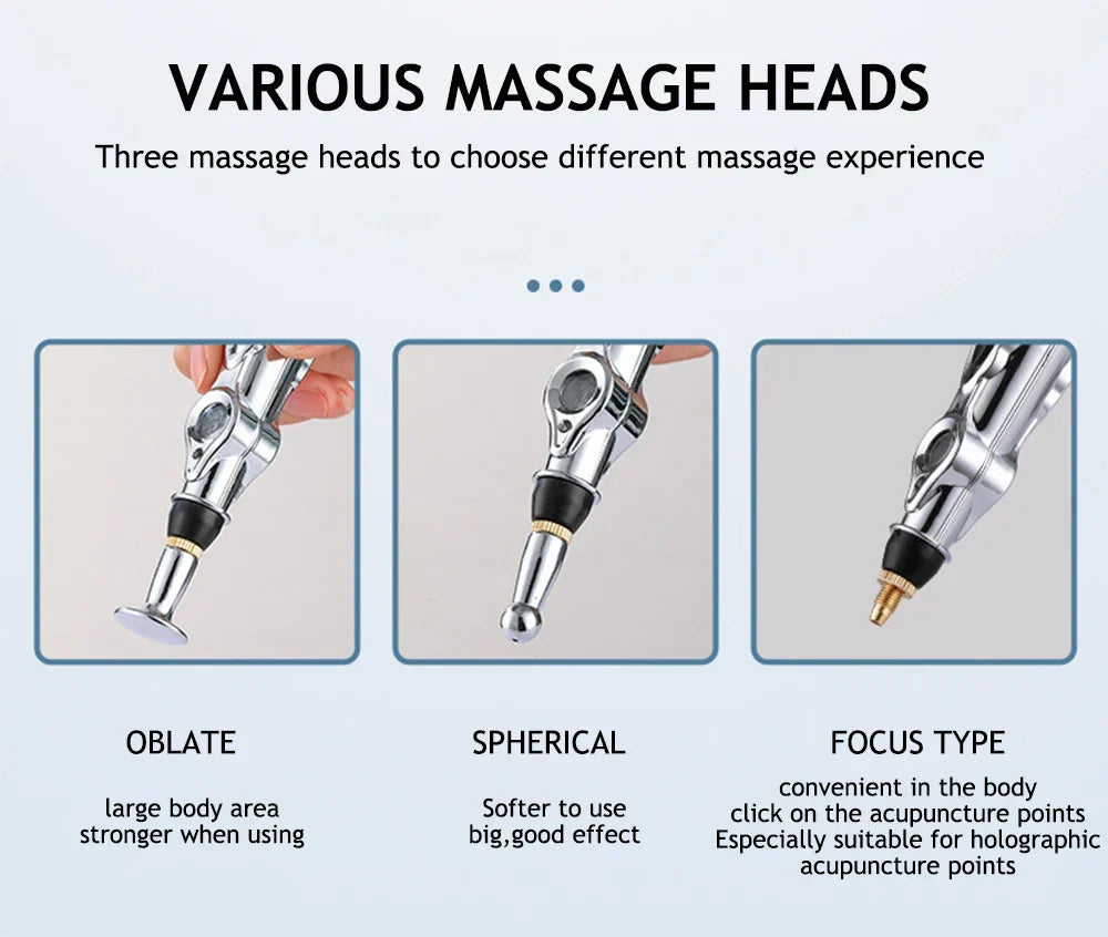 Relaxing Acupuncture Massage Pen - 5 Interchangeable Heads