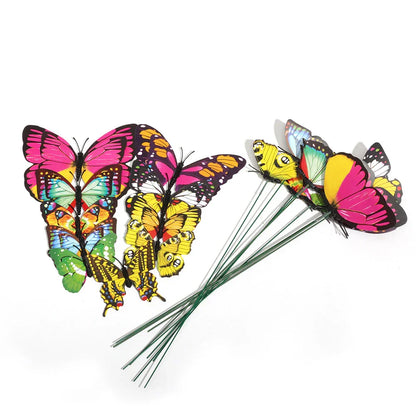 Vibrant Outdoor Butterfly Yard Stakes Set of 10