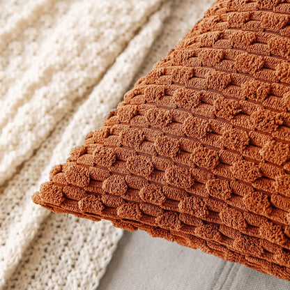 Cozy Striped Velvet Cushion in Modern Bohemian Style