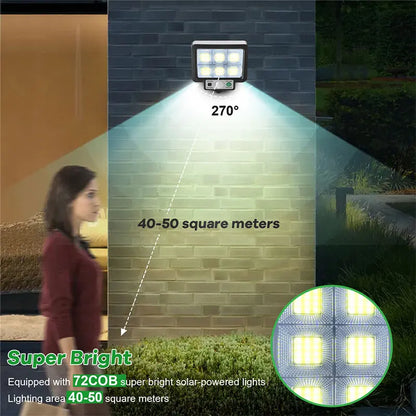 Outdoor Solar Motion Sensor Light with 72 LEDs & Remote