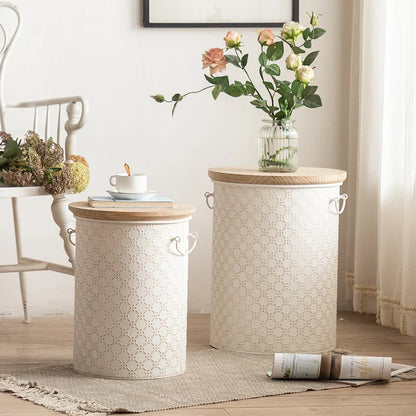 Befez | Compact Metal End Table with Storage Basket - Befez