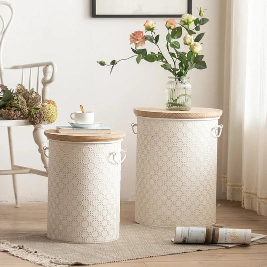 Befez | Compact Metal End Table with Storage Basket - Befez