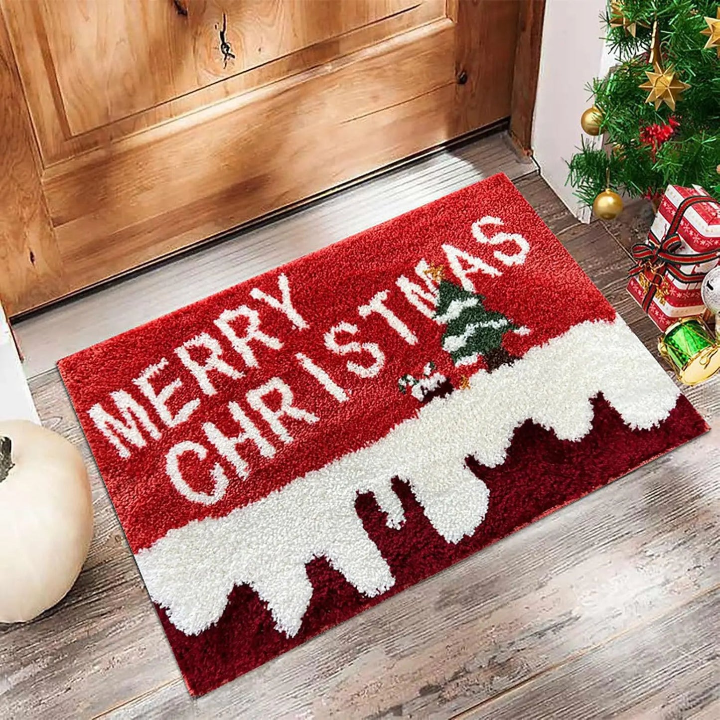 Fun Christmas Doormat with Santa & Gingerbread Design - Befez