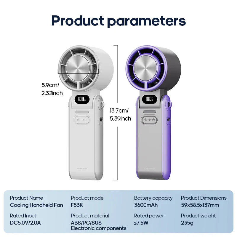 Portable Rechargeable Fan with 100 Speed Settings