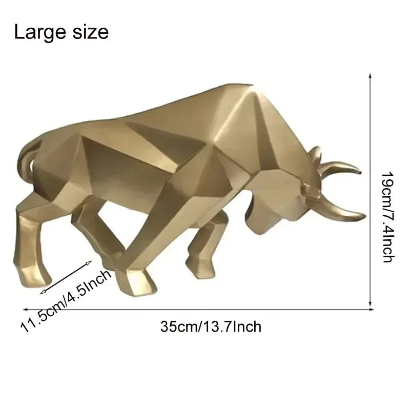 Stylish Bull Figurine Modern Resin Decor 35cm