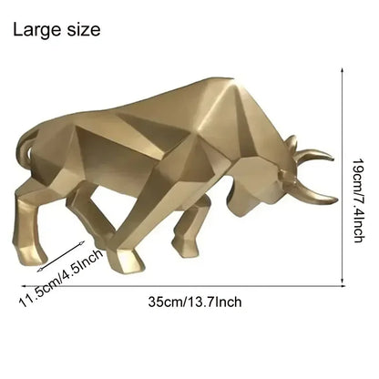 Stylish Bull Figurine Modern Resin Decor 35cm