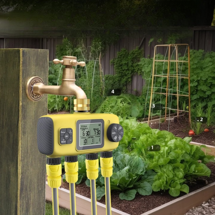 Advanced 4-Zone Digital Water Timer with Waterproof Valve