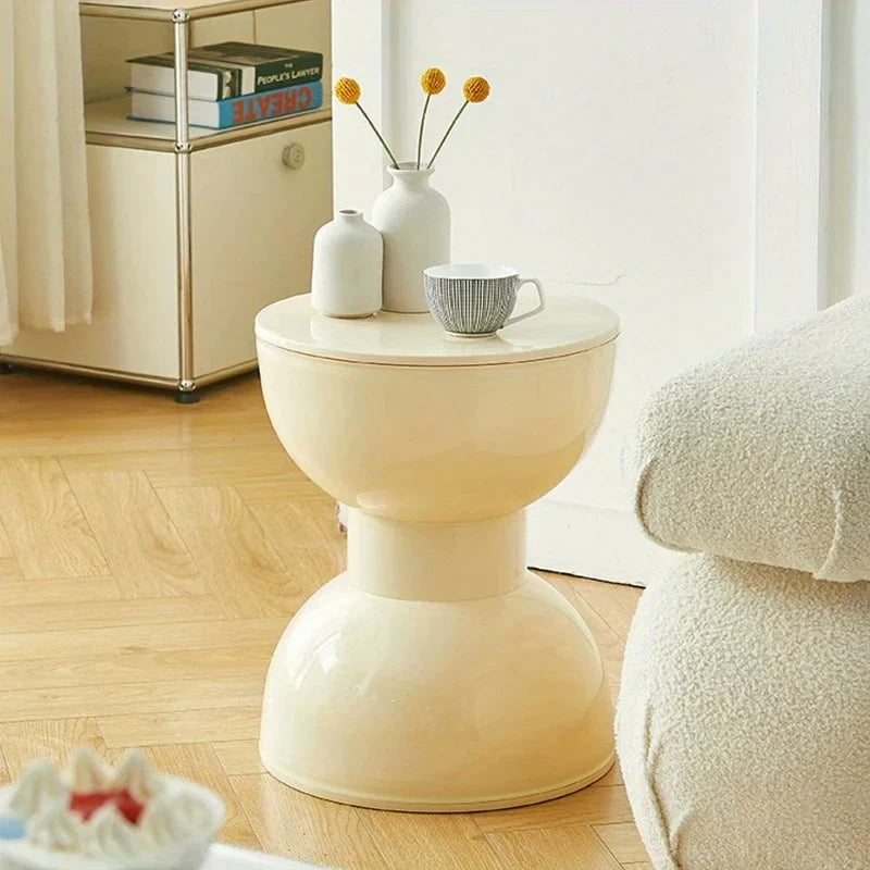 Compact Round End Table for Living Room or Hallway