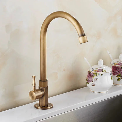 Classic Brass Swan Neck Kitchen Faucet - Befez