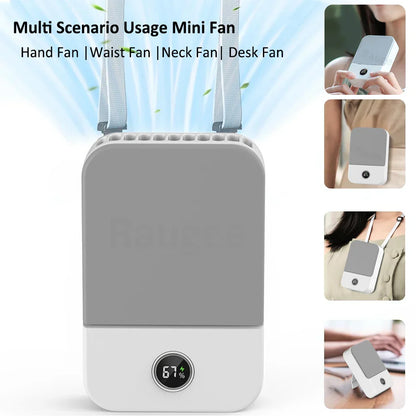 Compact Portable Neck Fan with 3 Speeds & USB Charging