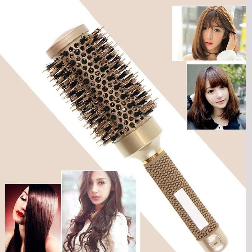 Round Hair Brush Set Ceramic & Boar Bristles Anti Frizz