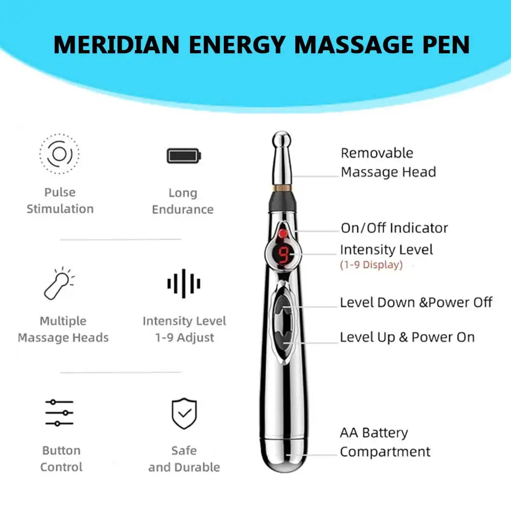 Relaxing Acupuncture Massage Pen - 5 Interchangeable Heads