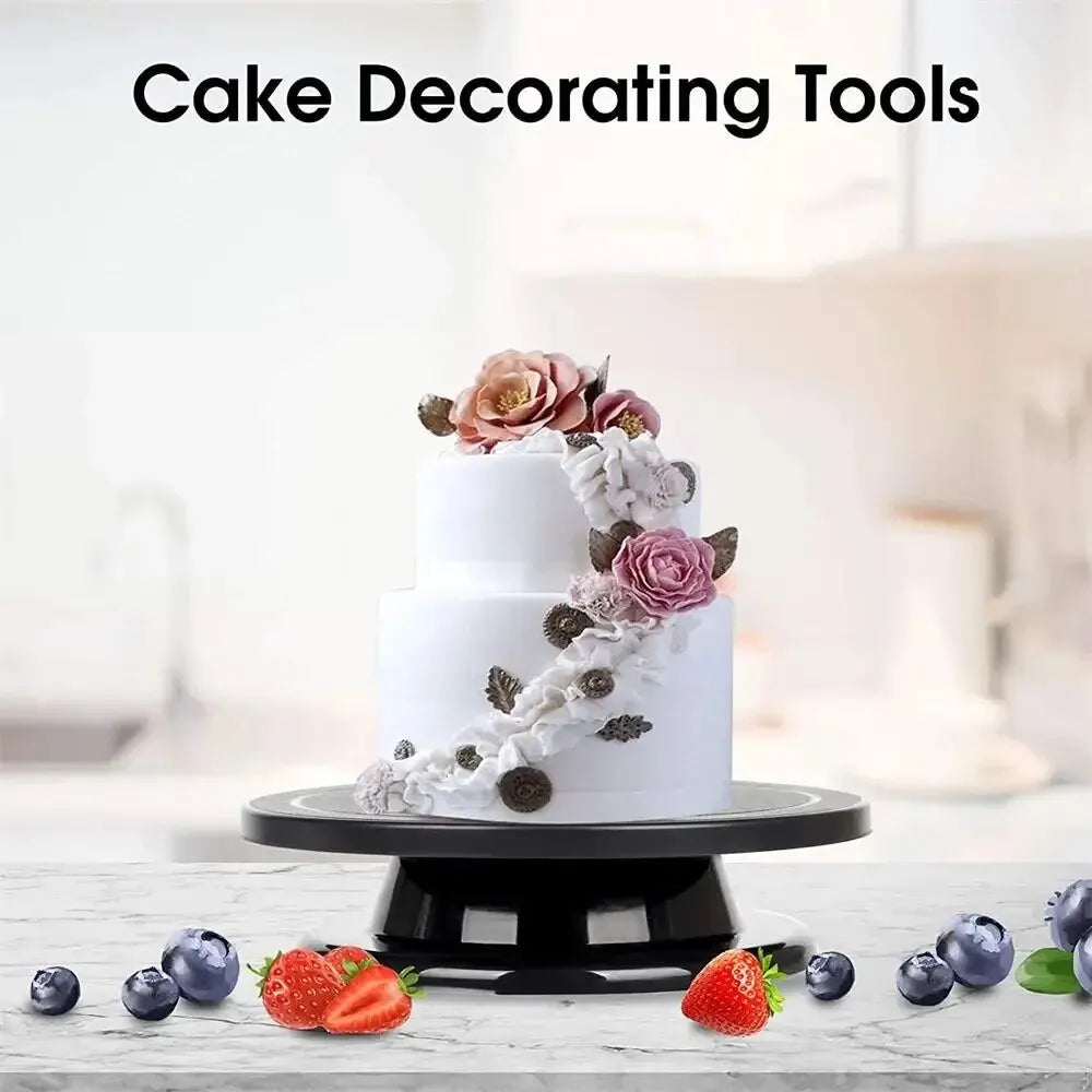 Rotating Cake Stand with 360° Spin, 28cm Square