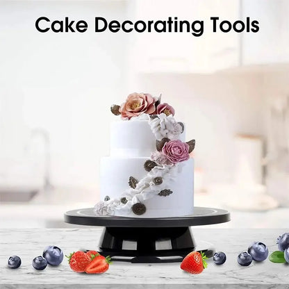 Rotating Cake Stand with 360° Spin, 28cm Square