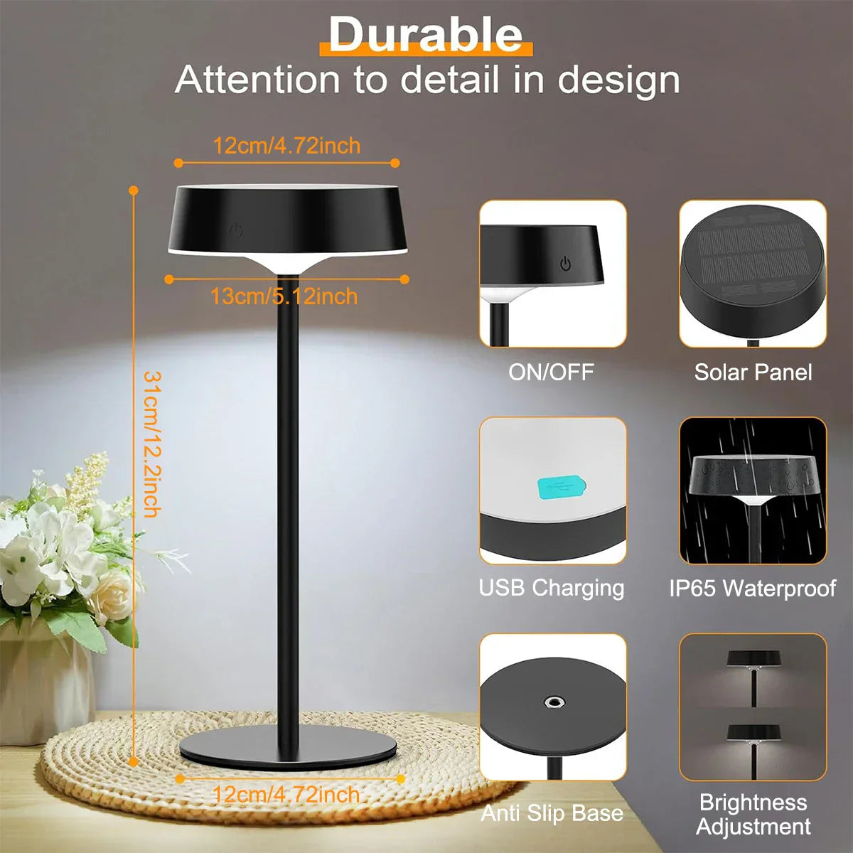 Portable Solar Powered LED Table Lamp