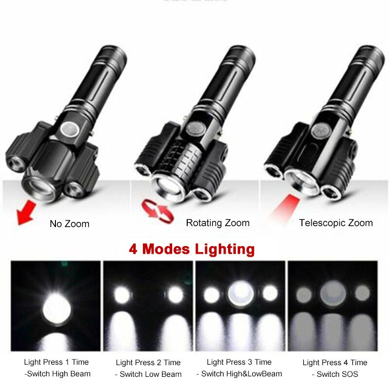 Bright 3 LED Rechargeable Flashlight
