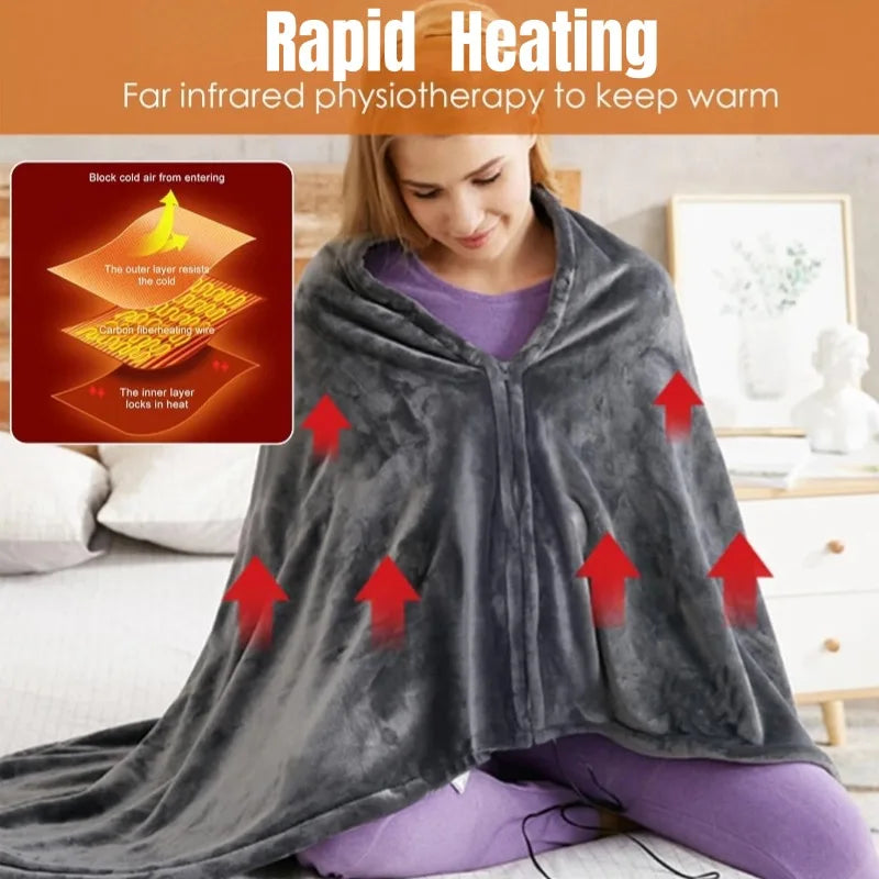 Soft Wearable Electric Heating Blanket with 3 Heat Settings