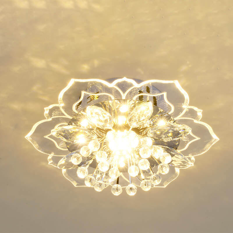 Stylish Floral LED Ceiling Lamp | Color Changing Crystal Light