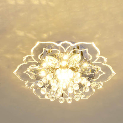 Stylish Floral LED Ceiling Lamp | Color Changing Crystal Light