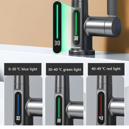 Modern Stainless Steel Faucet with LED Temp Control