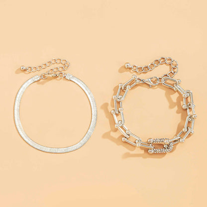 Elegant 2 Piece Bracelet Set in Gold or Silver