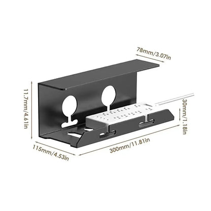 Easy Install Under Desk Cable Organizer Black Steel - Befez