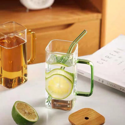 Big Capacity Square Mug with Sipping Straw
