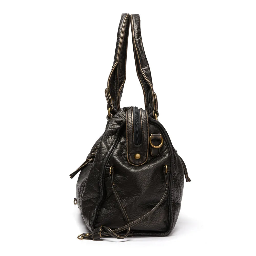 Luxury Black Genuine Leather Tote Bag