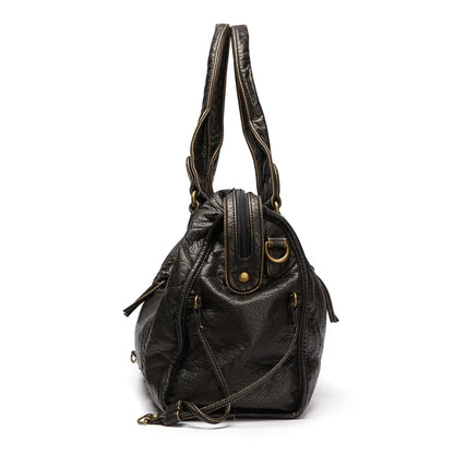Luxury Black Genuine Leather Tote Bag