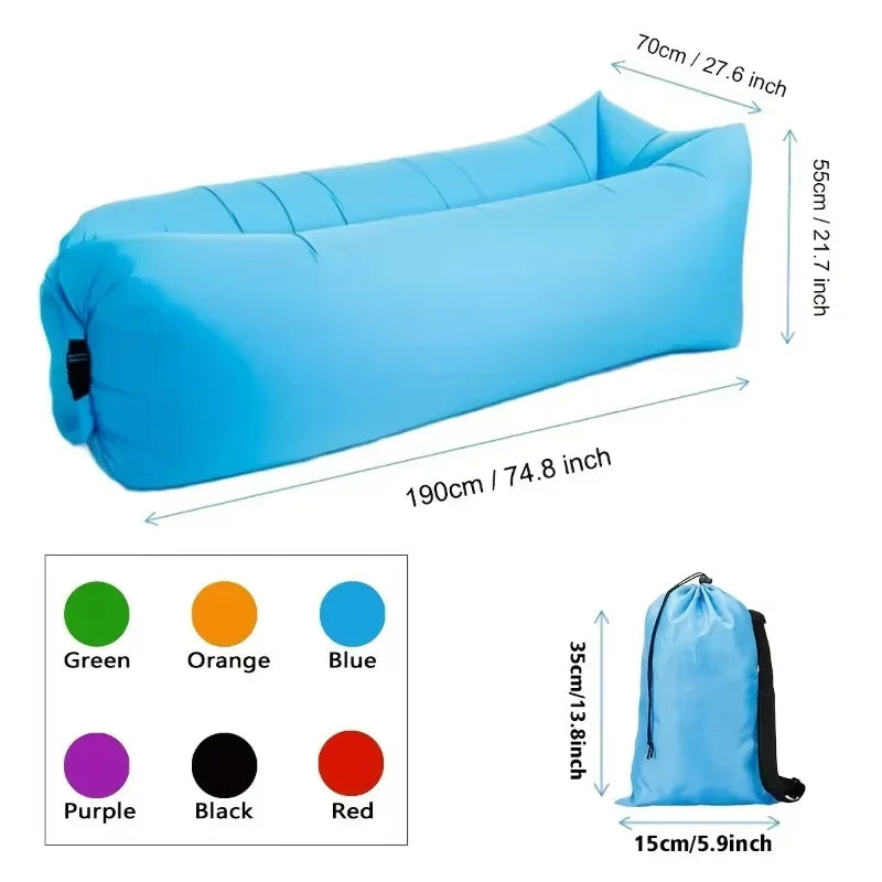 Comfortable Outdoor Inflatable Sofa with Headrest & Carry Bag