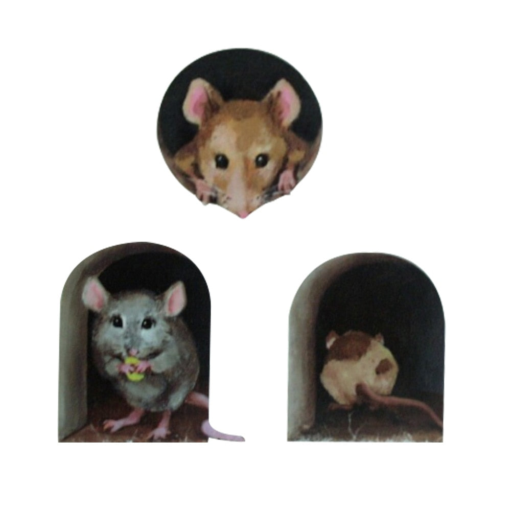 Funny Mouse Hole Wall Decals