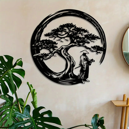 Asian Inspired Metal Wall Art Bonsai Tree Decoration