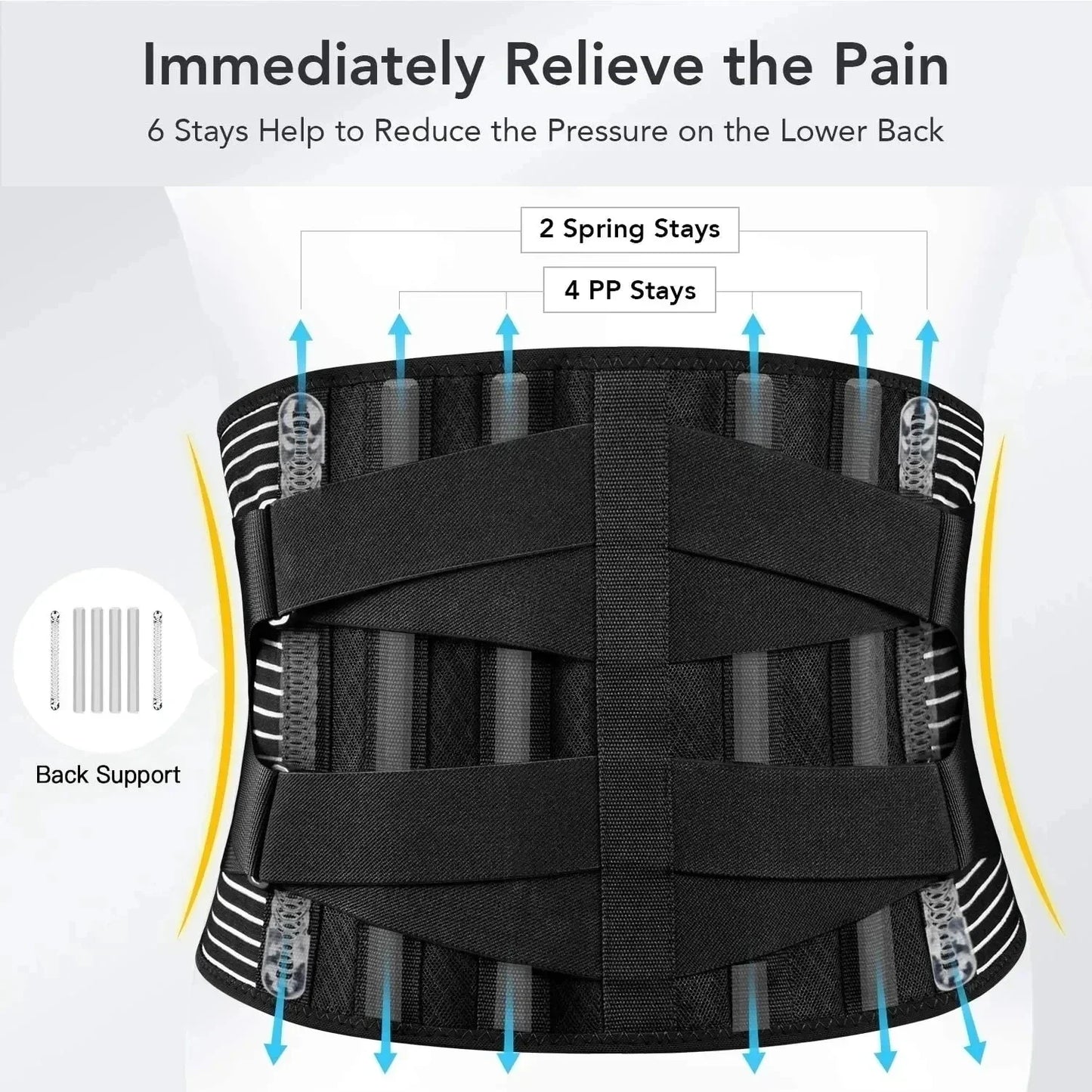 Comfortable Back Brace with Flexible Lumbar Support Belt