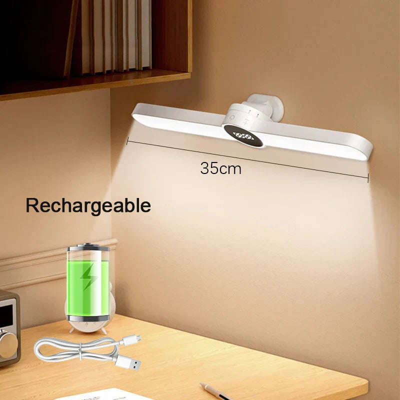 Compact LED Desk Light with Clock and USB Charging