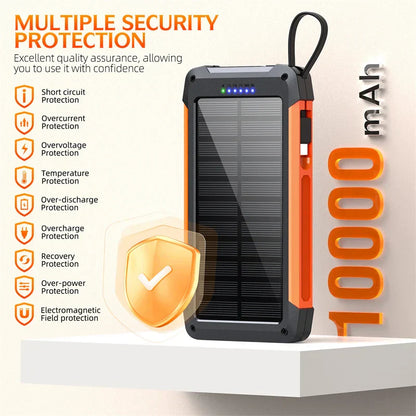 Portable Solar Power Bank 10000mAh Fast Charger