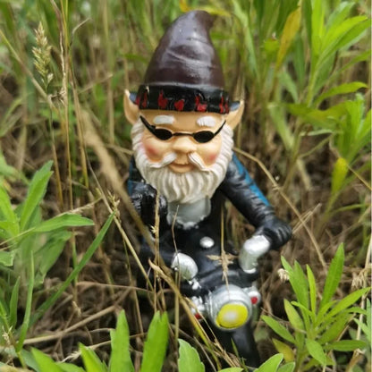 Fun Garden Gnome Motorcycle Statue Figurine