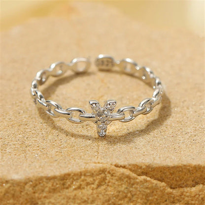 Delicate Diamond Initial Letter Ring