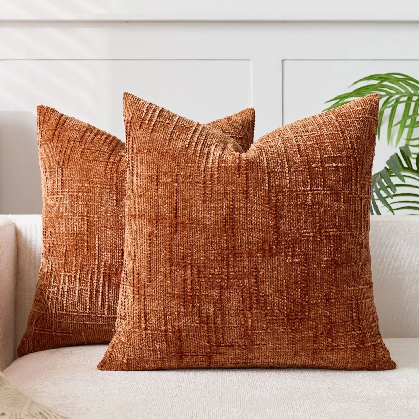 Soft Chenille Pillow with Natural Bamboo Pattern