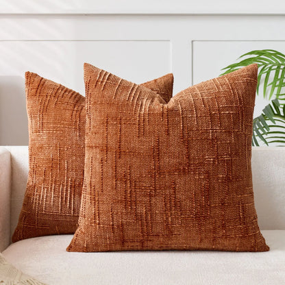 Soft Chenille Pillow with Natural Bamboo Pattern