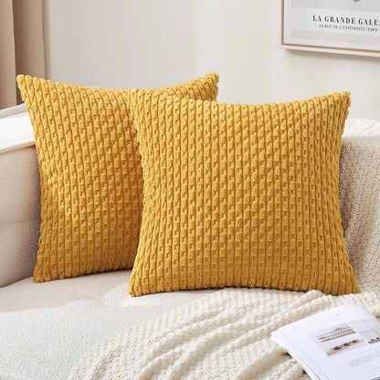 Cozy Striped Velvet Cushion in Modern Bohemian Style
