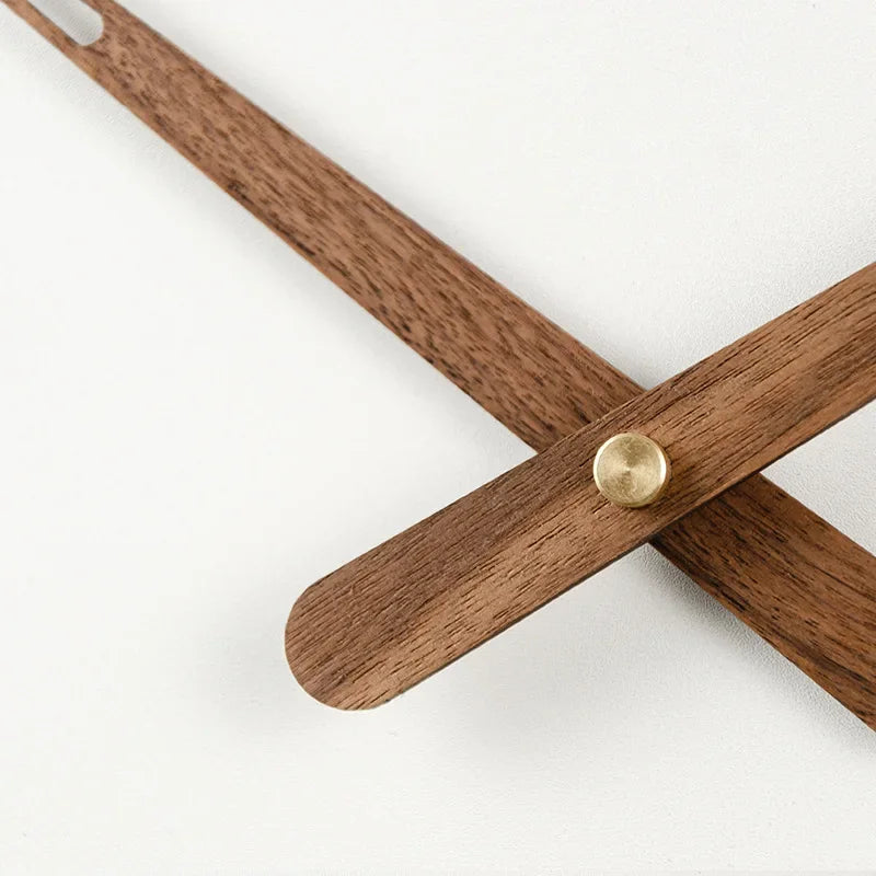 Big Wooden Wall Clock with Natural Walnut Finish