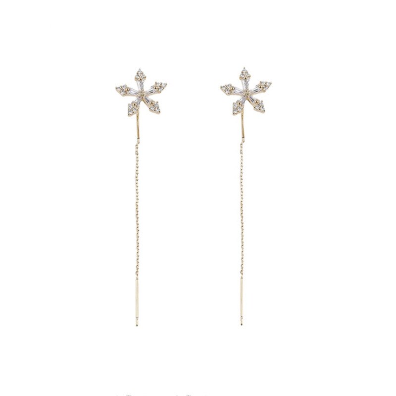 Beautiful Floral Drop Chain Earrings