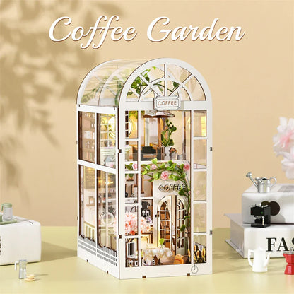 Cozy Mini Coffee Shop Bookshelf Kit with LED Lights